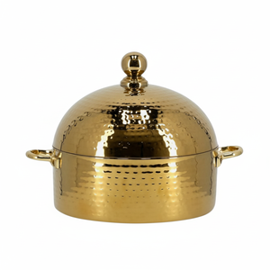 Casserole de service en acier poli à l'or Ustensiles de cuisine en métal avec couvercle pour hôtels et restaurants Utilisation multifonctionnelle - Product Image 1