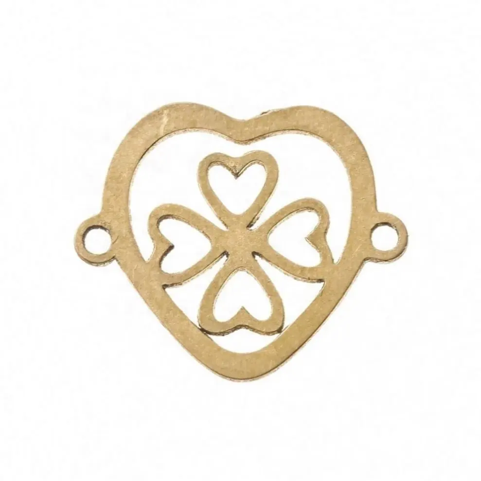 2022 fashion new designs jewelry accessories copper brass laser cut 4 leaf clover heart shape pendant charms