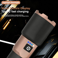 Lampe torche LED zoomable haute puissance 1000+ lumens, étanche IP55, rechargeable par USB-C, batteries au lithium 26800, réglable