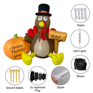 Decoración Inflable <span class=keywords><strong>de</strong></span> <span class=keywords><strong>Pavo</strong></span> <span class=keywords><strong>de</strong></span> 1.5 Metros para Acción <span class=keywords><strong>de</strong></span> Gracias con Sombrero <span class=keywords><strong>de</strong></span> Peregrino y <span class=keywords><strong>Cola</strong></span> Colorida con LED para Fiestas Navideñas en el Jardín - Product Image 6