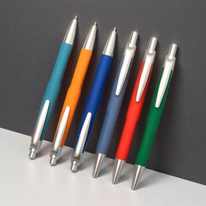 Stylo bille en aluminium à pression, finition douce au toucher, en plastique, pointe 1,0 mm, avec encre noire, vente en gros - Product Image 4