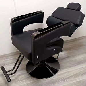 Salon Chair and <b>Mirror</b> Set / Barber Shop Chair Hair Salon / Black and Gold Salon Chairs - Product Image 5