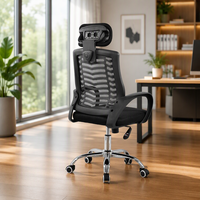 Chaise de bureau pivotante en maille avec support lombaire, accoudoirs fixes, chaise ergonomique pour le jeu et l'étude, pour la maison et le bureau