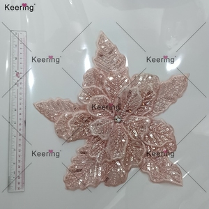 WPH-1900 handmade may trên Pha Lê Thạch Ngọc Trai đính cườm sequin 3D Hoa Các Bản vá lỗi cho may mặc váy cưới - Product Image 3