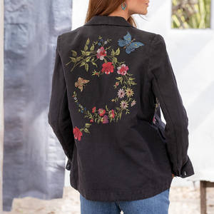 Novedad en ropa de oficina para mujer, Moda de Primavera y verano, talla grande, bordado Floral clásico, con un solo botón, transpirable - Product Image 4