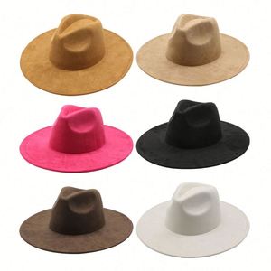 Nouvel Arrivage Chapeau Fedora à large bord en tissu suédé pour homme, Chapeaux Fedora en suédine pour femme, élégants pour événements en plein air, affaires et pêche - Product Image 2