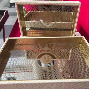 Bandejas de madera de diseño étnico para comedor y decoración del hogar de la India para bodas y fiestas - Product Image 1