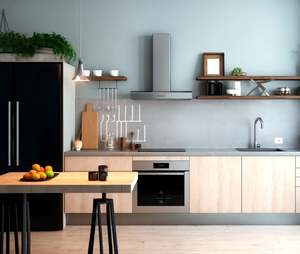 ตู้ครัวสไตล์โมเดิร์นตู้ไม้วีเนียร์ไม้โอ๊คสำหรับวิลล่า - Product Image 1