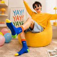 Chaussettes personnalisées en gros, chaussettes mi-mollet colorées à blocs de couleurs avec logo, chaussettes décontractées de qualité supérieure, usine OEM, faible MOQ