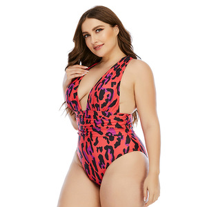 Prodotti di tendenza 2023 nuovi arrivi donna Plus Size costume da bagno rosso leopardo stampa Bikini donna XXXL costumi da bagno un pezzo - Product Image 4