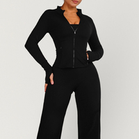 Chaqueta BBL Personalizada de Alta Compresión, Cintura Ajustada con Efecto Reloj de Arena, Corte Delgado, con Orificios para los Pulgares, Ropa Deportiva de Yoga para Mujer, Chaqueta Deportiva