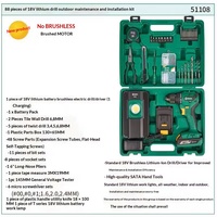 Kit d'outils d'installation et d'entretien extérieur 88 pièces 18V avec perceuse-visseuse sans fil sans balais et batterie au lithium, outil de travail à LED pour 51108