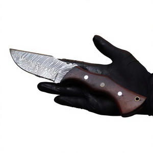 Cuchillos Rajput OEM Personalizables, Cuchillo de Caza de Hoja Fija de Acero de Damasco, Punta de Gota, Mango de Madera, Grado Industrial, 22 cm de Longitud Total - Product Image 4