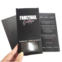 Emballage pour ongles longs 24/20 Boîte noire avec fenêtre en PVC et carte d'insertion pour ongles