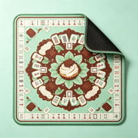 Tapis de Mahjong Vintage Rose Fountain, Imprimé Floral Rouge Crème Doré, Antidérapant en Microfibre, pour 4 Joueurs, Idéal pour les Fêtes