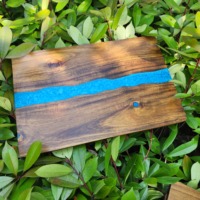 Accessoires de cuisine, planche à découper rectangulaire en bois d'acacia et résine époxy bleue, 2,0 cm d'épaisseur, cadeau de cuisine