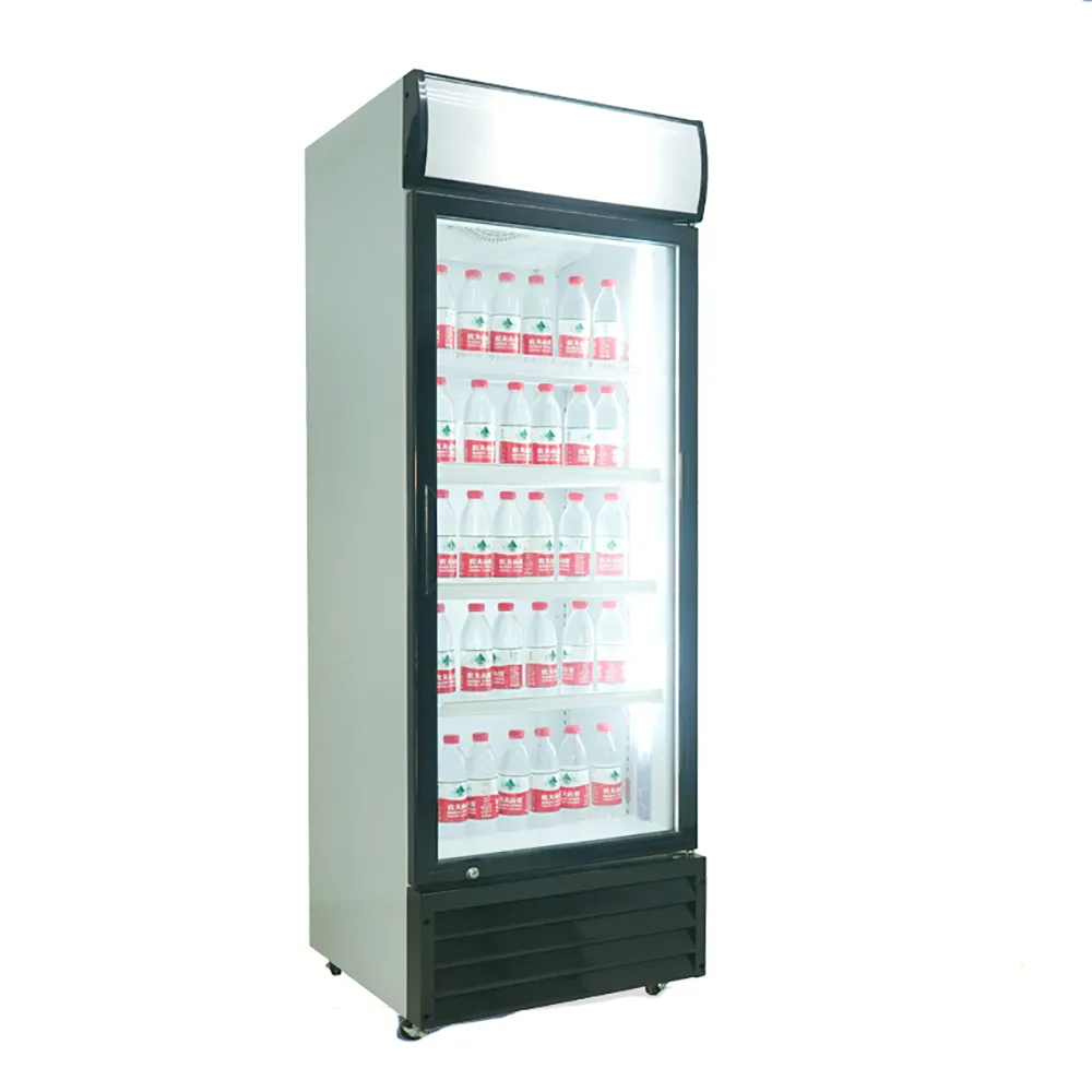 スーパーマーケットの調整可能なヘビーデューティーシェルフLG垂直シングルドアショーケース冷蔵庫