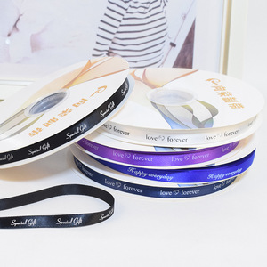 Индивидуальная атласная лента с английскими буквами 1 см для упаковки подарков, декора свадебных букетов, 100 ярдов на рулоне - Product Image 3