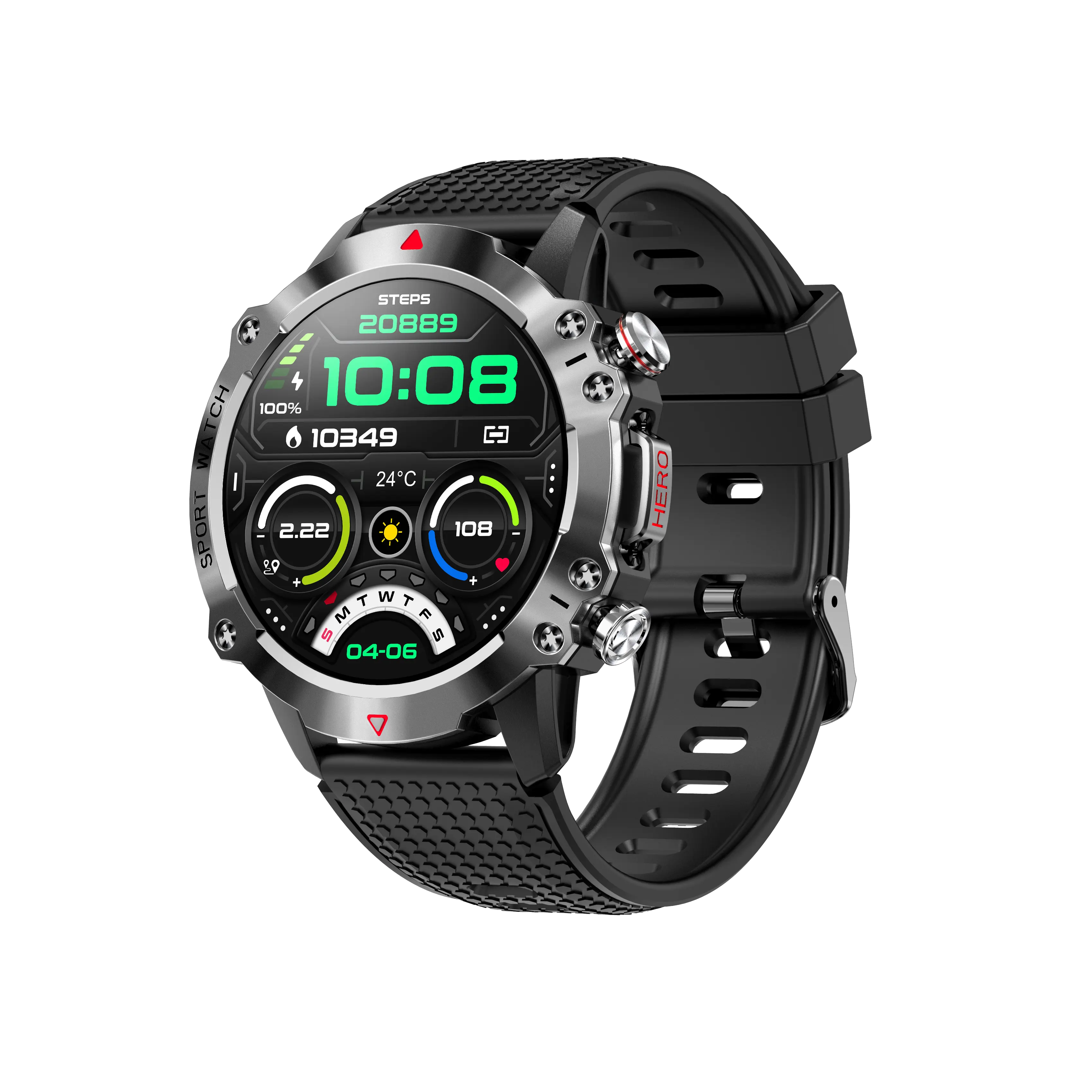 Buitensport Met Drie Verdedigingen Smartwatch Kr10 Lange Batterijduur Fitness Tracker Groot Touchscreen Reloj Mode 2023 Smartwatch