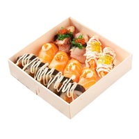 Swiss Roll Cake Carrier Boîte à sushi jetable en bois Conteneur Fruits Présentoir de stockage des aliments Boîte à gâteau sandwich avec couvercles transparents