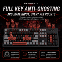 Clavier ergonomique F9 à 104 touches avec interrupteurs optiques, capuchons de touches bicolores, rétroéclairage rouge unique, plaque en alliage et fonction anti-ghosting pour joueurs PC