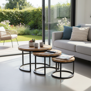 Simple Modern <b>Round</b> Coffee <b>Tables</b> with Solid Wood Legs Light Weight Outdoor Use Living Room Furniture - Product Image 3