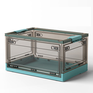 Factory Five Door Open Folding Storage Box Large Capacity Plastic Clothes Books Snacks Collapsible Storage Box With Wheels