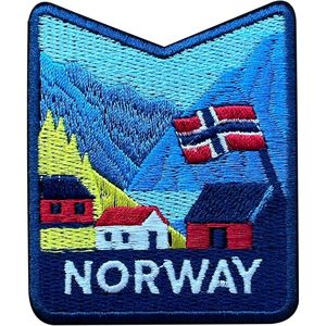 แผ่นปักลาย CustomNorway ขนาด 3 นิ้ว รีดติดหรือเย็บติดได้ ของตกแต่งผ้าสำหรับเดินทาง ของขวัญ - Product Image 1