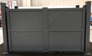 Çift Kanatlı Alüminyum Giriş Kapısı Otomatik Akıllı Kilit Koyu Gri Jet Siyah Balık Sırtı Çıta Kapı Lüks Ev Dış Cephesi İçin - Product Image 2