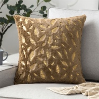 Housse de coussin en velours 43*43CM, housse de coussin personnalisée avec logo, style européen, bronzage, jeté de canapé, décoration intérieure, polyester, vente en gros, jaune tissé
