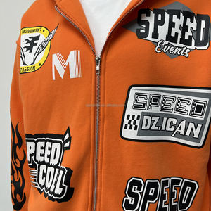 เสื้อฮู้ดมีซิปสำหรับผู้ชายเสื้อมีฮู้ดพิมพ์ลายบ็อกซี่เสื้อมีฮู้ดผ้าฟลีซโอเวอร์ไซส์ออกแบบได้ตามต้องการฤดูใบไม้ผลิ - Product Image 4