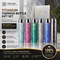 Coffret Cadeau Bouteille Thermos de Luxe en Titane 400ml avec Couvercle Magnétique, Tasse Isotherme à Double Paroi, Filtre à Thé, Flasque à Thé – Isolation Sous Vide 6-12 Heures