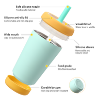 Botella de Agua Infantil Personalizada de 12 oz, Vaso Térmico de Viaje, Libre de BPA, Tapa Antiderrames, Pajita Flexible, Vaso de Acero Inoxidable