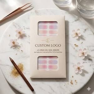 Aura Blush UV-Free 3D Gel Nail Wraps Pink Purple Gradient Hema-Free 20 Pre-Cured Strips Wholesale Private Label Art Dreamy Glaze - Product Image 1