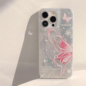 เหมาะสำหรับเคส iPhone 17 Pro Max, เคสโทรศัพท์กันกระแทกลายผีเสื้อสีชมพูตัดด้วยเลเซอร์ - Product Image 1
