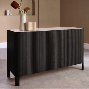 <span class=keywords><strong>Buffet</strong></span> de salon à cadre en chêne lavé noir avec marbre haute densité de 18mm et <span class=keywords><strong>buffet</strong></span> en marbre de qualité supérieure - Product Image 1