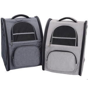 Cat <b>Backpack</b> Large Capacity Breathable <b>Foldable</b> Pet Bag For Cats Silver Gray And Navy Blue 12kg - Product Image 5