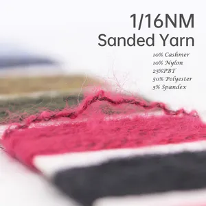 1/16Nm Cashmere 10% Nylon 25%PBT 50% Polyester 5% Spandex wool crochet flat knitting machine melange blended brushed yarn