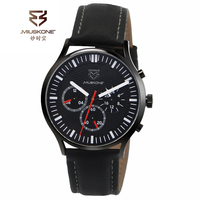 Montre élégante pour homme en acier inoxydable avec bracelet en cuir, plusieurs fuseaux horaires, étanche, mouvement à quartz, idéale pour les voyages d'affaires