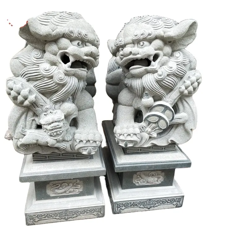 Sculptures en pierre granit naturelle sculptée, grand Foo, chien Fu, grand Lion chinois, de haute qualité, vente en gros, 2018