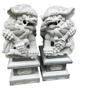 Wholesale High Quality Natural Granite Stone Carved Carving Large Foo Fu Dog Sculpture Big Chinese Lion Statues