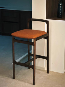 Taburete de <span class=keywords><strong>Bar</strong></span> de Estilo Retro Minimalista Nórdico Moderno con Cojín de Cuero Simple para Bares, Restaurantes, Cafeterías e Islas de Cocina - Product Image 4