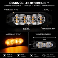Phare stroboscopique à montage en surface OEM d'usine à 4 LED, homologué SAE ECE R65 R10, 12V-24V, lampe de signalisation périphérique synchronisée pour chariot élévateur