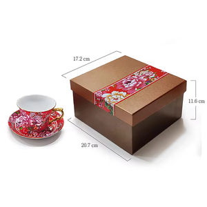 Hot Selling Luxury Traditional Chinese Red Floral Ceramic Coffee <b>Set</b> New Arrival Exquisite Peony Pattern Porcelain <b>Teacup</b> - Product Image 3