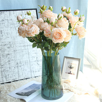 FL-278 Vente en gros de roses artificielles de haute qualité à longue tige, fleurs de pivoine en soie blanches et roses pour les arrangements de mariages et de fêtes