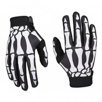 Gants de conduite à écran tactile avec fermeture à boucle et à crochet, design noctilucente, doigts entiers, motif de crâne de Joker, sangle de poignet réglable