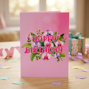 การ์ดอวยพรวันเกิดแบบป๊อปอัพ 3 มิติ ลายกล้วยไม้ ยี่ห้อ Viet-craft Paper Crafts เป็นมิตรกับสิ่งแวดล้อม รีไซเคิลได้  ตกแต่งด้วยการเคลือบเงาแบบกำหนดเอง - Product Image 6