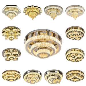 Plafonnier LED rond de luxe moderne en cristal nouveau design éclairage intérieur décoration contrôlée par application pour le salon - Product Image 6