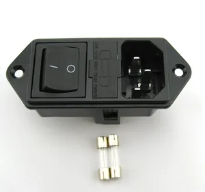 Inlet Module Plug Power Switch 10A 250V Power Socket with Fuse holder 3 Pin IEC320 C14 Male Power Switch