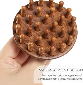 Peigne de massage du cuir chevelu en bois de santal Gua Sha, outil de massage de la tête pour la stimulation de la croissance des cheveux, soin du cuir chevelu, relaxation musculaire du corps - Product Image 3